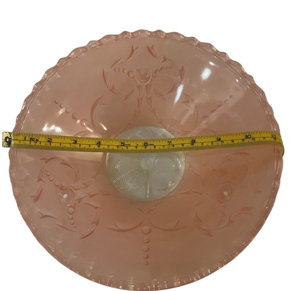 Vintage Antique Pink Ceiling Light Glass Shade Art Deco Scalloped Edge - Picture 8 of 9